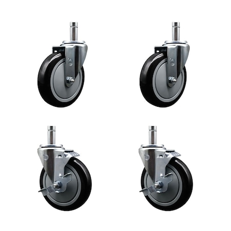 Service Caster Regency 460EC26 EC-26 5'' Replacement Caster Set with Brakes, 4PK REG-SCC-GR20S514-PPUB-BLK-845-2-TLB2